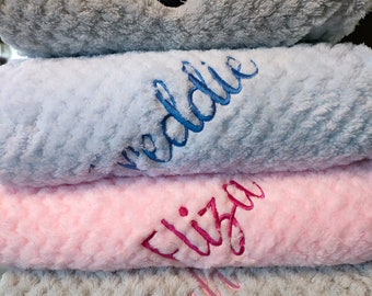 Personalised Baby Blanket / Pram Blanket / Waffle Blanket / 2024 Baby Personalised Blanket / Embroidered Name / Unisex / Blanket with Name