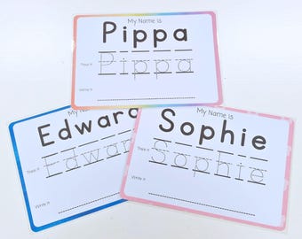 Personalised Name Handwriting Sheet - Nursery Early Years Tracing Worksheet - Learn to Write Tracing Letters - Starting School - Wipe Clean