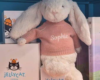 Personalised Jumper for Jellycat - Soft Toy Bunny Sweatshirt - Embroidered Name Teddy Bear Clothes