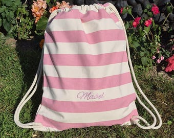 Personalised Girls Drawstring Bag, Embroidered PE Bag, Kids Nursery Bag, School Gym Sack, Dance Bag, Custom Name Gift for Girls or Boys
