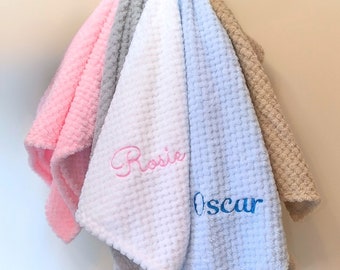 Personalised Baby Blanket / Embroidered Blanket / Waffle Blanket / Personalised Blanket / Unisex / Baby Shower Gift / 2024 New Baby Gift