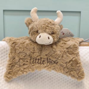Personalised Highland Cow Comforter / Eco-Friendly Recycled / New Baby Keepsake / Soft Comfort Blanket with Name / Baby Shower Gift Ideas