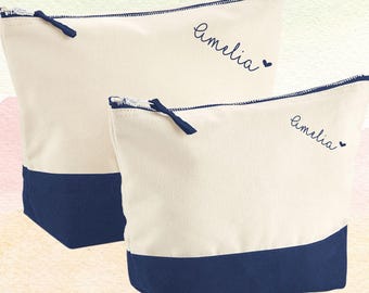 Personalised Cosmetic Bag for Girls / Makeup Accessory Bag with Name / Bridal Party Bridesmaid Gift / Holidays Essentials Pouch