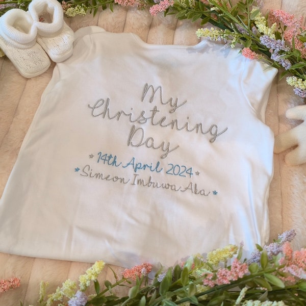 My First Christening Outfit / Baby Christening Gift / Christening Sleepsuit / 1st Birthday Announcement / Baby Boy or Girl Sleepsuit