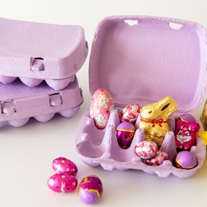Eierschachtel lila, Osterdekoration, Osterkorb, Eierkarton, Osterdeko, Osterkörbchen, Wachteleierkarton, Geschenkverpackung, Ostergeschenk