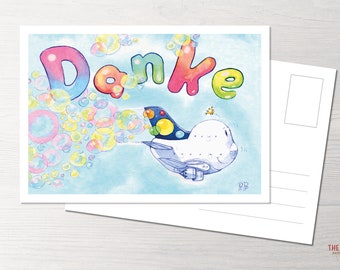 Postkarte Danke, Dankeskarte POTS, Princess of the Skies, Flugzeug