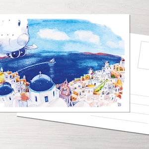 Postkarte Griechenland, Around the world mit POTS, Travel around the world, Flugzeug, Plane, Princess of the Skies, Flugzeug