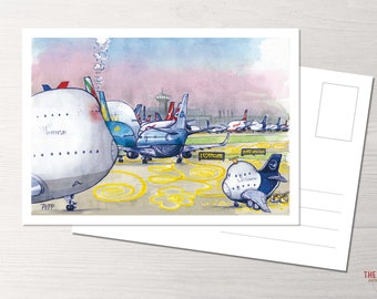 Postkarte POTS was here, Karte mit POTS, Princess of the Skies, Flugzeug, Airbus, Boeing