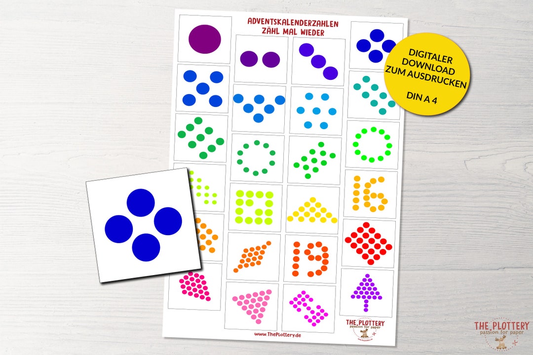 Adventskalender Zahlen Zum Ausdrucken Zähl Mal Wieder - Etsy