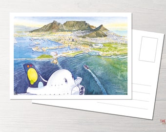 Postkarte Kapstadt, Around the world, Grußkarte, Travel around the world, Flugzeug, Plane, POTS, Princess of the Skies