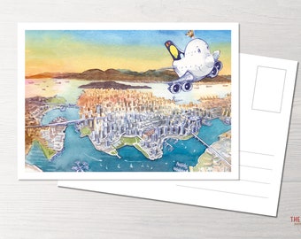 Postkarte Vancouver, Around the world, Grußkarte, Travel around the world, Flugzeug, Plane, POTS, Princess of the Skies