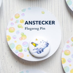 runder Pin Anstecker, Button, Flugzeug, POTS Princess of the Skies, Brosche Bild 2