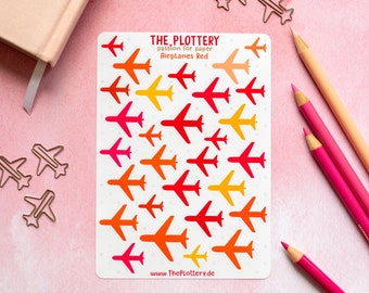 Sticker Sheet - Flugzeug Rot, Airplane, Bullet Journal Stickers, Planner, Bujo, Scrapbook, Aufkleber, Stickerbogen, Aviation, Aircrew