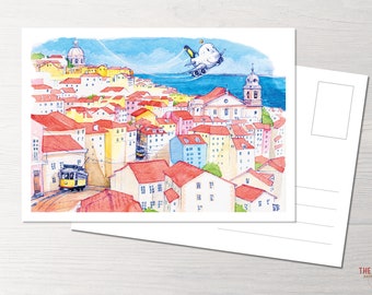 Postkarte Lissabon, Around the world mit POTS, Travel around the world, Flugzeug, Plane, Princess of the Skies, Flugzeug