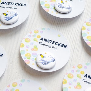 runder Pin Anstecker, Button, Flugzeug, POTS Princess of the Skies, Brosche Bild 5