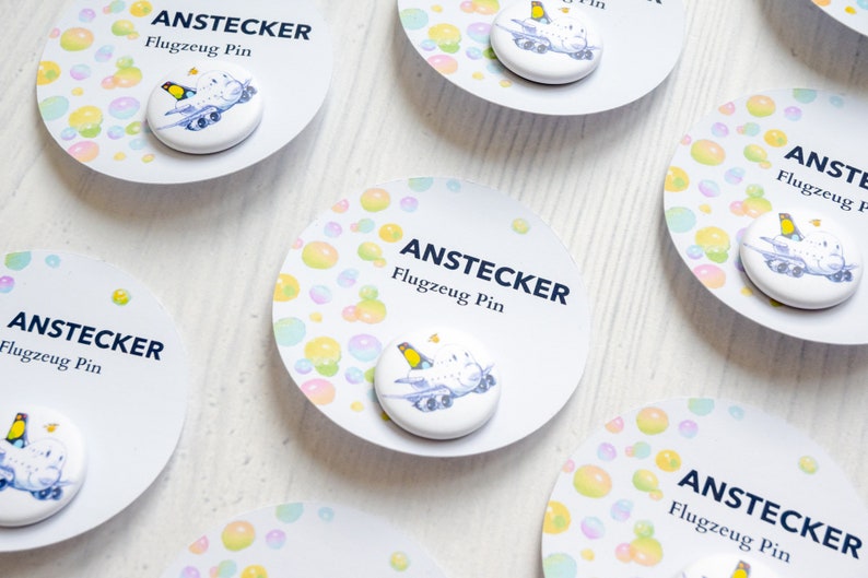 runder Pin Anstecker, Button, Flugzeug, POTS Princess of the Skies, Brosche Bild 5