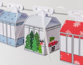 Adventskalender Seilbahn, Gondeln, nordische Weihnachten, Adventskalender Kinder, Adventskalender basteln