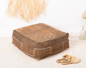 Moroccan Pouf - Floor Pillow - Cactus Silk Pouf -    -  Boho Kilim Pouf - Moroccan Floor Cushion No.118