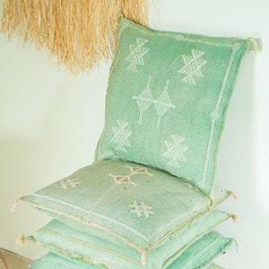 Green Cactus Silk Pillow, Sabra Pillow, Moroccan Pillow, Boho Throw Pillow, Boho Cushion, Berber Cushion