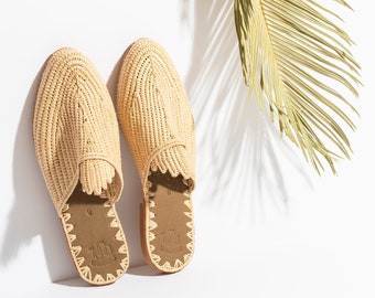 Best Quality Raffia Sandals Handmade in Morocco, Raffia Shoes, Moroccan Sandals, Summer Slide Sandals, Boho Sandals