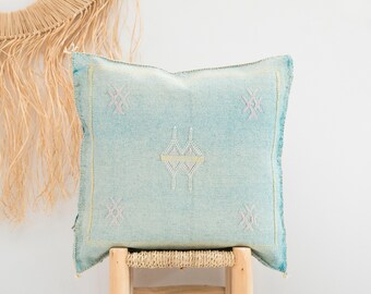 NEW Light BlueGreen Cactus Silk Pillow 18x20 Sabra Pillow Moroccan Pillow Boho Throw Pillow Boho Cushion Berber Cushion