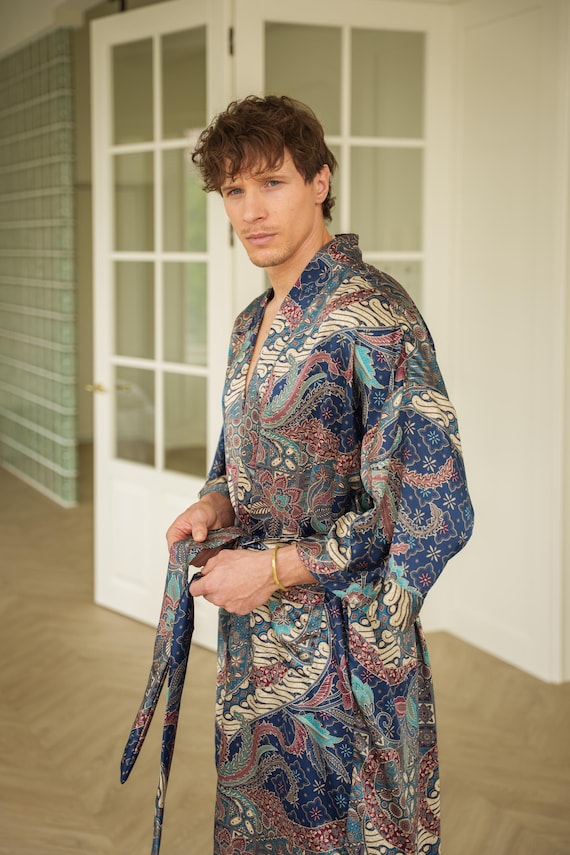 floor length dressing gown mens Mens Green Velvet Robe