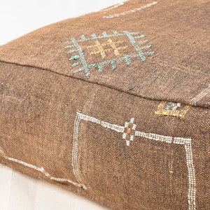 Brown Cactus Silk Pouf Moroccan Pouf Floor Pillow Boho Kilim Pouf Moroccan Floor Cushion No.119 image 5