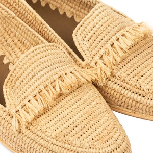 Natural Raffia Loafers / Raffia Moccasins / Raffia Shoes / Moroccan Fringed Shoes / Raffia Sandals / Flat Sandals / Boho Shoes image 6