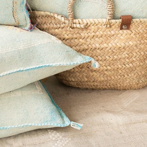 Light Blue Cactus Silk Pillow 19x20 / Sabra Pillow / Moroccan Berber Pillow / Boho Throw Pillow / Boho Cushion / No.241 image 5