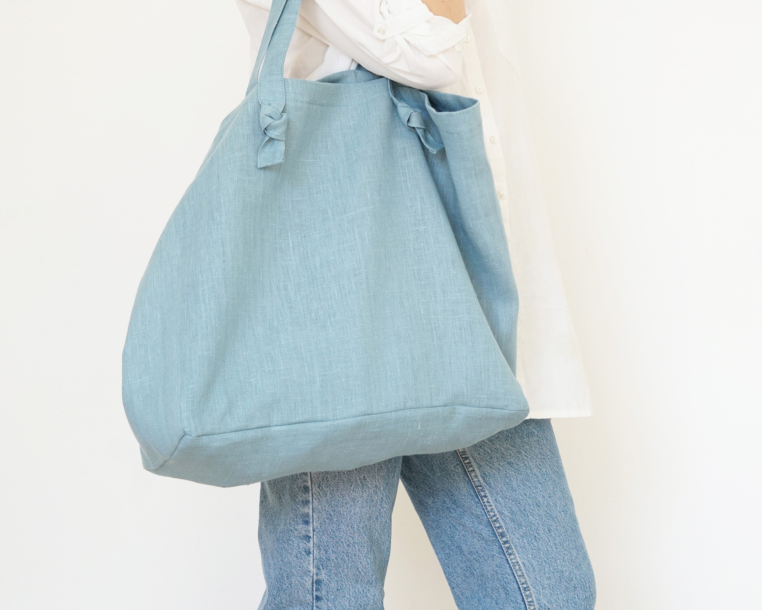 Large Linen Tote Bag I Linen Beach Bag I Big Linen Tote Bag I Etsy