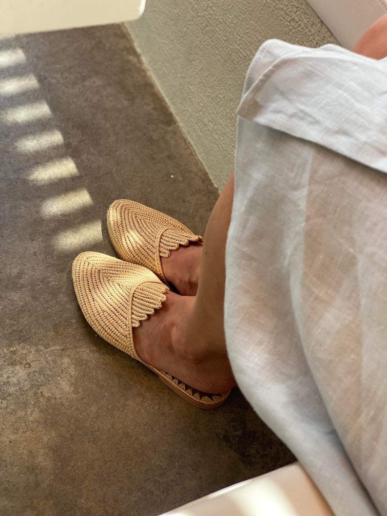 Moroccan Raffia Slide Sandals
