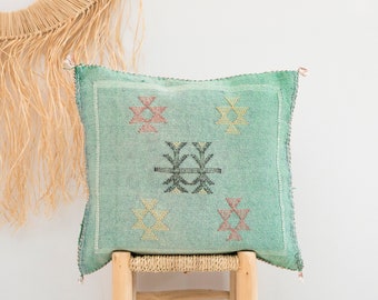 Light Green Cactus Silk Pillow 18"x20" / Sabra Pillow / Moroccan Pillow / Boho Throw Pillow / Decorative Pillow / Berber Cushion No.255