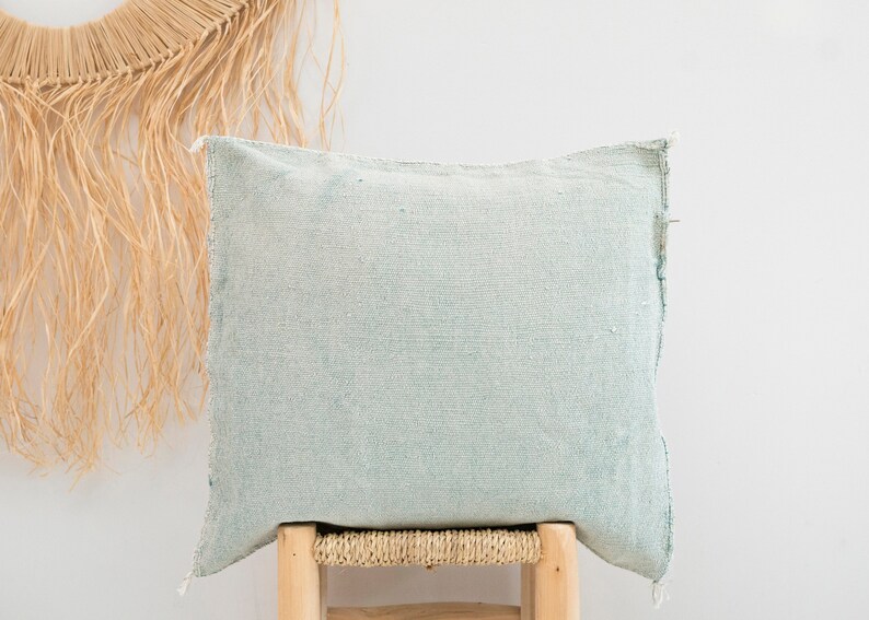 Light Blue Cactus Silk Pillow 19x20 / Sabra Pillow / Moroccan Berber Pillow / Boho Throw Pillow / Boho Cushion / No.241 image 3