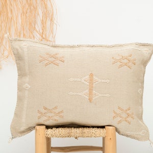 Light Gray Cactus Silk Lumbar Pillow / Sabra Pillow / Moroccan Pillow / Boho Throw Pillow / Boho Cushion /Berber Cushion / No.403