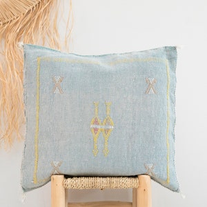 Light Blue Cactus Silk Pillow 19x20 / Sabra Pillow / Moroccan Berber Pillow / Boho Throw Pillow / Boho Cushion / No.241 image 1