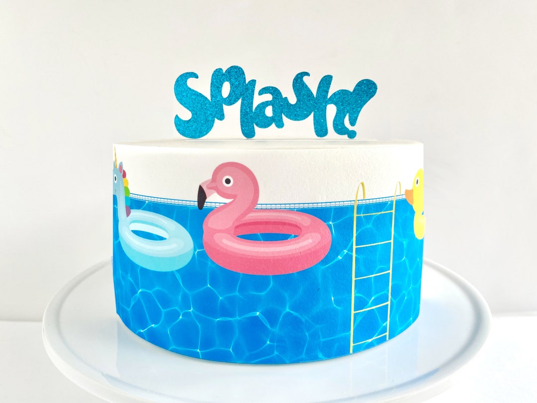 Pool Party Edible Cake Wrap or Splash Cake Topper - Etsy
