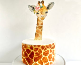 Adorno para tarta de jirafa: Envoltorio comestible para tarta con estampado animal