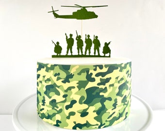 Green Camouflage Edible Cake Wrap or Army Cake Topper