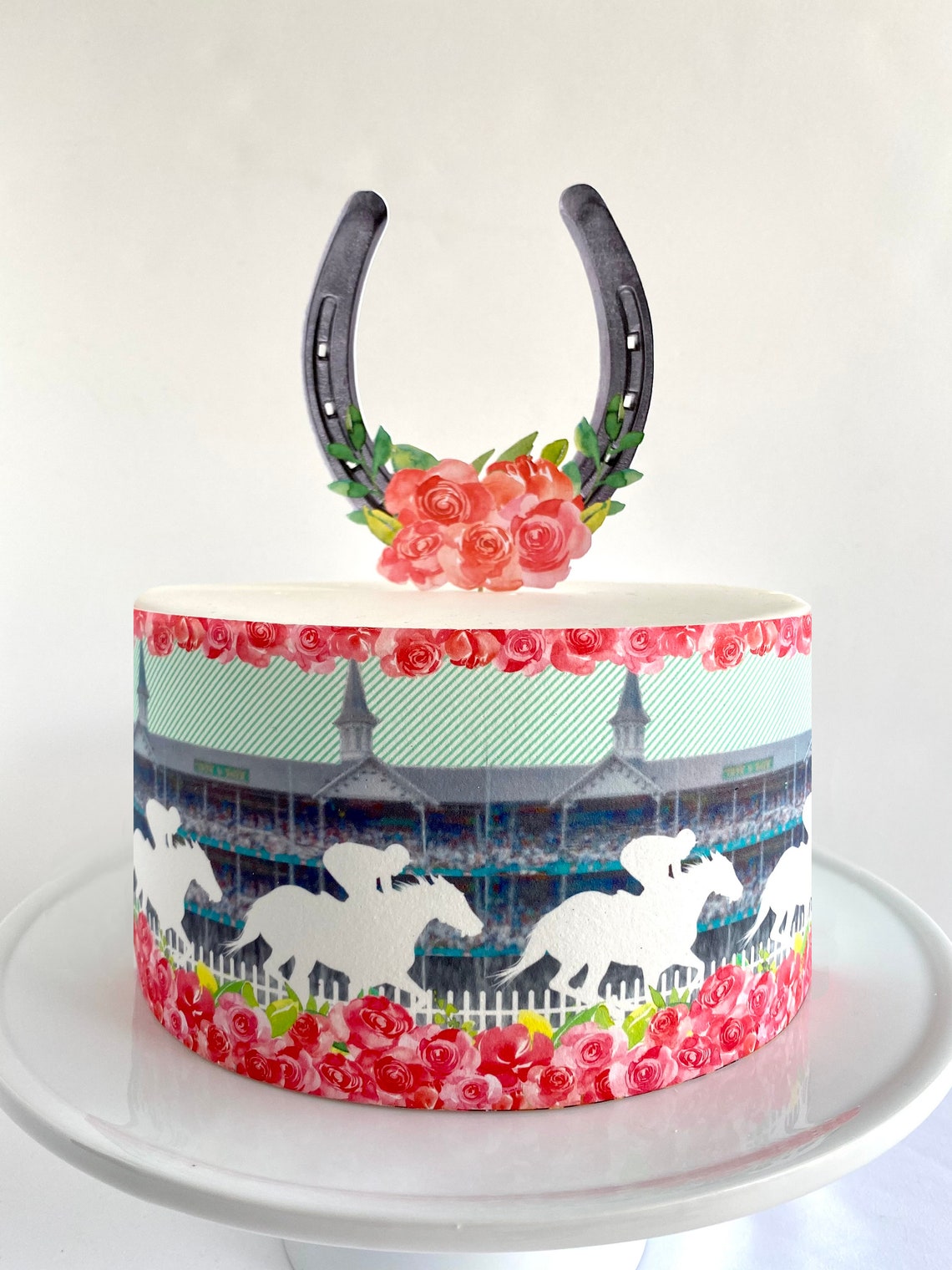 Horse Race Derby Edible Cake Wrap or Horseshoe Cake Topper Etsy