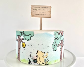 Classic Winnie the Pooh Edible Cake Wrap or Pooh Quote Cake Topper