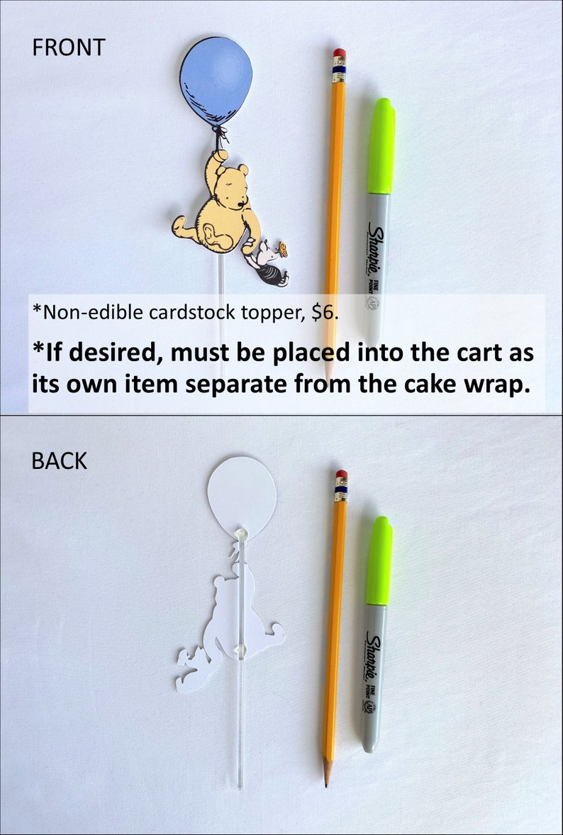 Winnie the Pooh Cake Decoration: Hundred Acre Wood Wrap or Pooh Cake Topper blue balloon topper