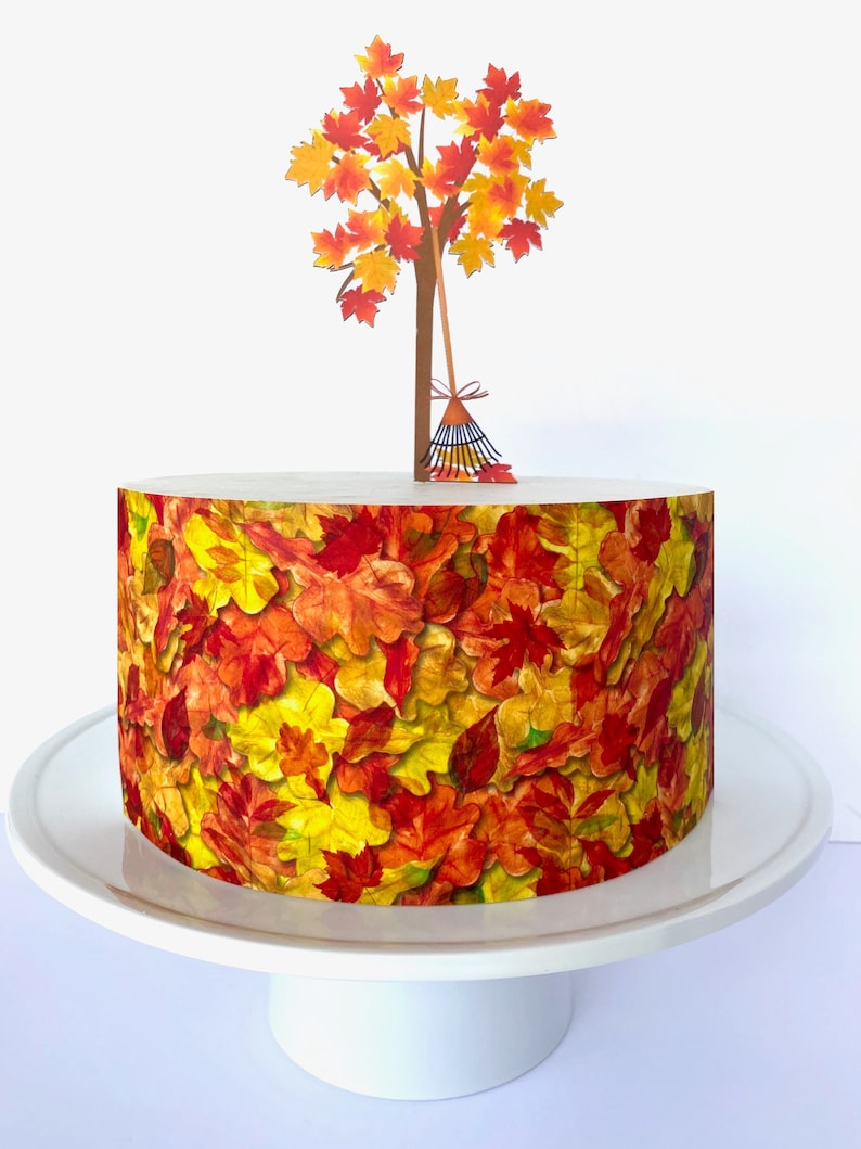Autumn Leaves Edible Cake Wrap or Fall Maple Tree Cake Topper Etsy