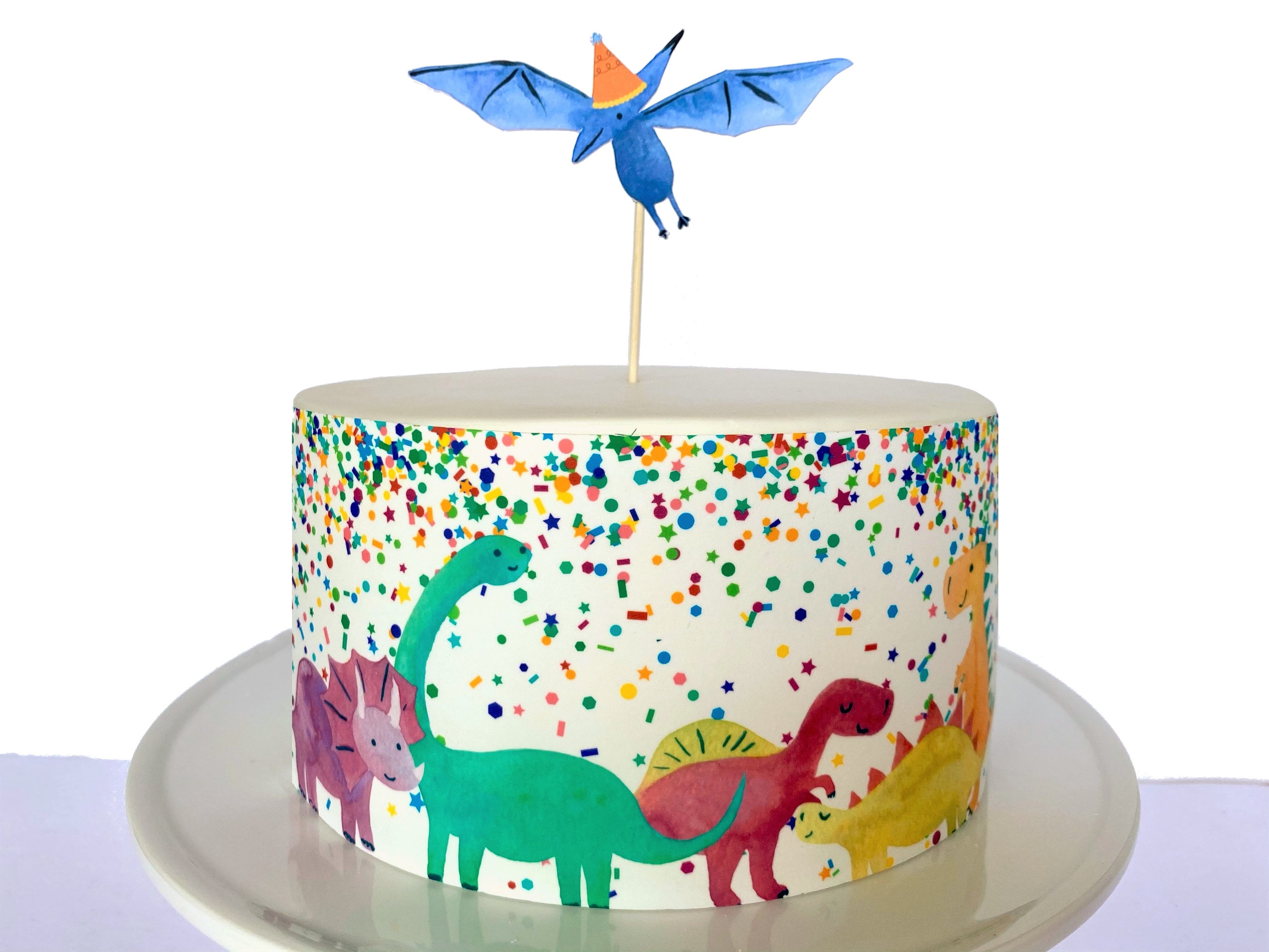 9 pièces Décoration de gâteau dinosaure et slogan graphique