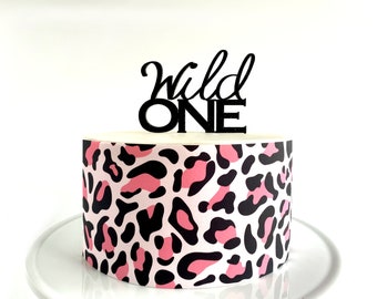 Envoltorio comestible para pastel con estampado de leopardo rosa o adorno para pastel Wild One
