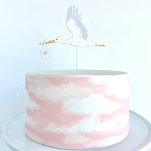 Pink Sky with Twinkling Stars Edible Cake Wrap or Stork Cake Topper