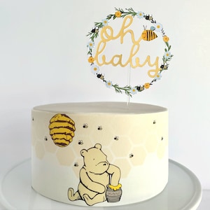 Winnie the Pooh Honey Bear Edible Cake Wrap or Oh Baby Cake Topper
