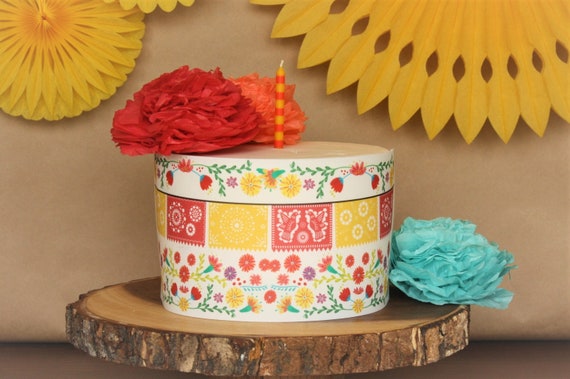 Colorful Mexican Fiesta Edible Image Cake Wrap Cinco De Etsy