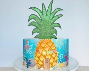 Adorno para pastel de piña submarina o envoltura comestible para pastel