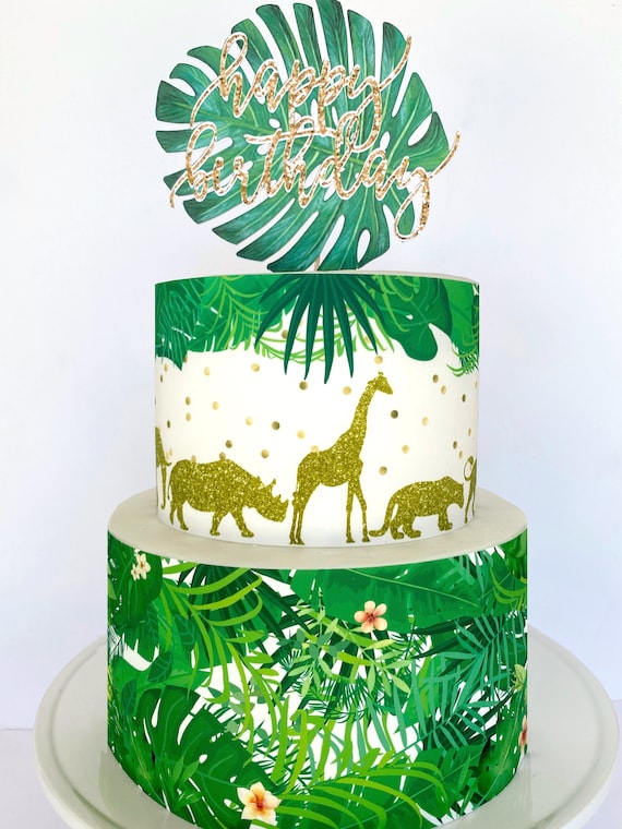 Feuilles De Jungle Vertes Tropicales Et Fleurs Enveloppent Etsy