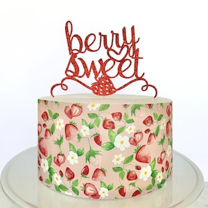 Strawberry Garden Edible Cake Wrap or Berry Sweet Cardstock Cake Topper